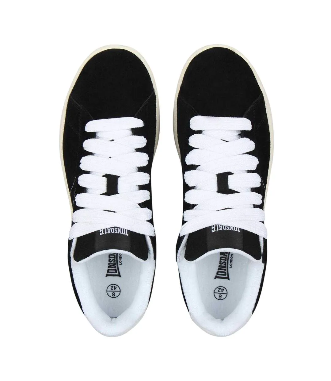 Mens Kensal Leather Trainers Black White Lonsdale-3
