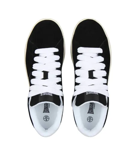 Mens Kensal Leather Trainers Black White Lonsdale