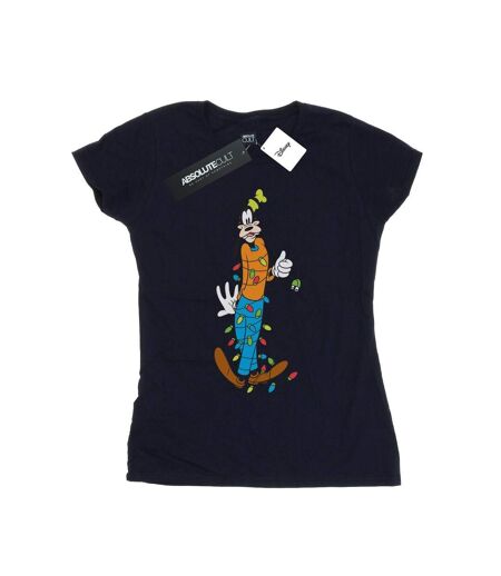 Disney T-shirt en coton Femme/Les femmes Goofy Christmas Lights (Bleu marine) - UTBI32875