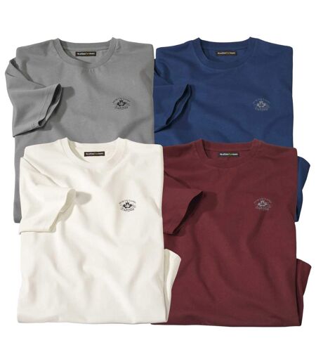 Pack of 4 Men's Classic T-Shirts - Ecru Blue Grey Burgundy