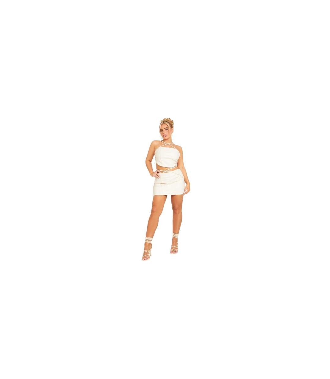 Mini Jupe Femme Crème Missy Empire-2