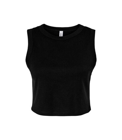 Bella + Canvas Womens/Ladies Plain Micro-Rib Muscle Crop Top (Solid Black) - UTRW10115