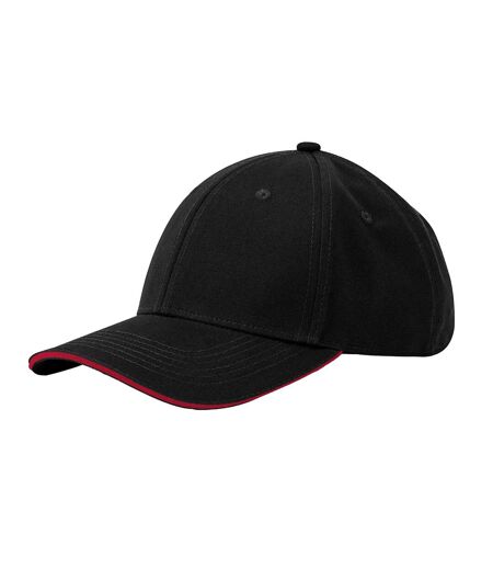 Casquette De Baseball Motif/style 6 Panneaux Earthaware Noir Rouge Classique Beechfield
