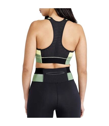 Craft Womens/Ladies Pro Charge Colour Block Crop Top (Black/Yellow/Green)