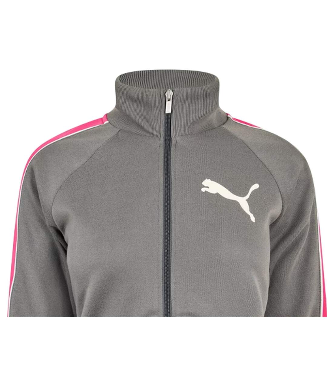 Womens/ladies Striped Track Jacket Grey Pink Puma-3