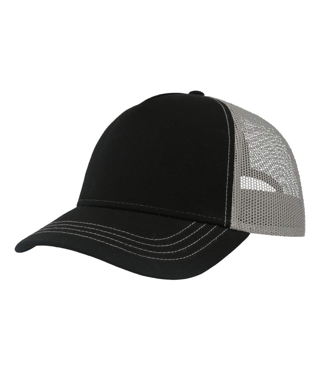 Unisex adult rapper 5 panel canvas recycled trucker cap black/grey Atlantis-4
