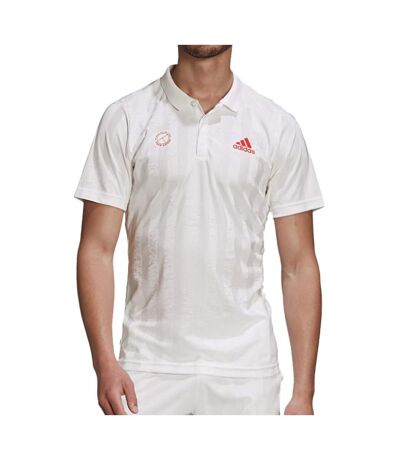 Polo Blanc Homme Adidas Freelift - S