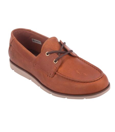 Mens Grafton Bay Leather Boat Shoes Orange Timberland