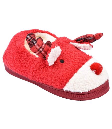 PANTOUFLE Femme Chausson Fantaisie YL31 ROUGE