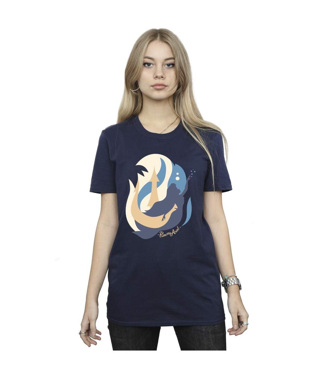 Disney T-shirt boyfriend en coton Femme/Ladies The Little Mermaid Colour Silhouettes (Bleu marine) - UTBI30948-2