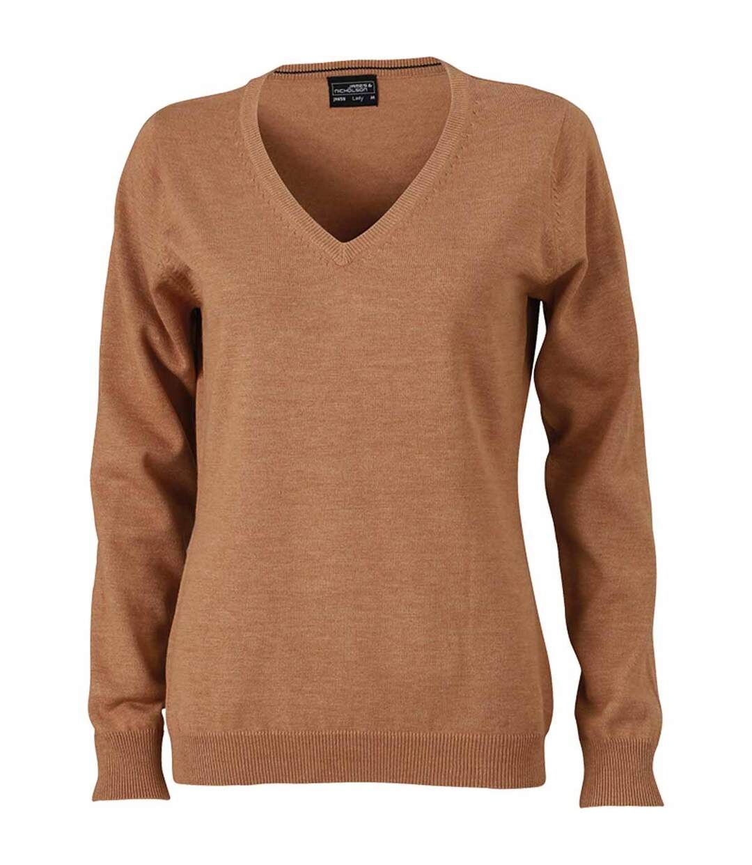 Pull classique col V - FEMME - JN658 - beige