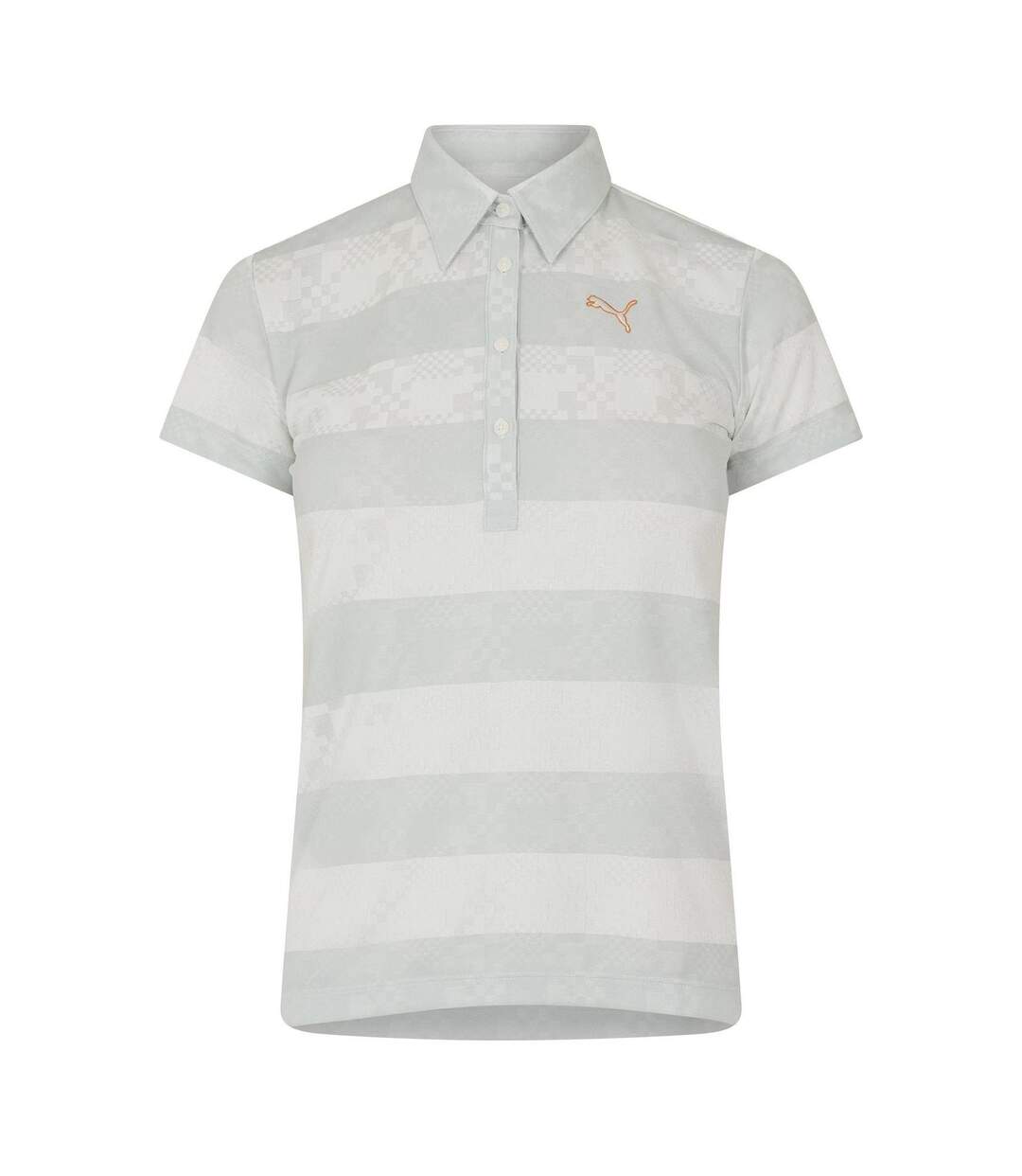 Womens/ladies Bordered Stripes Polo Shirt Grey White Puma-1