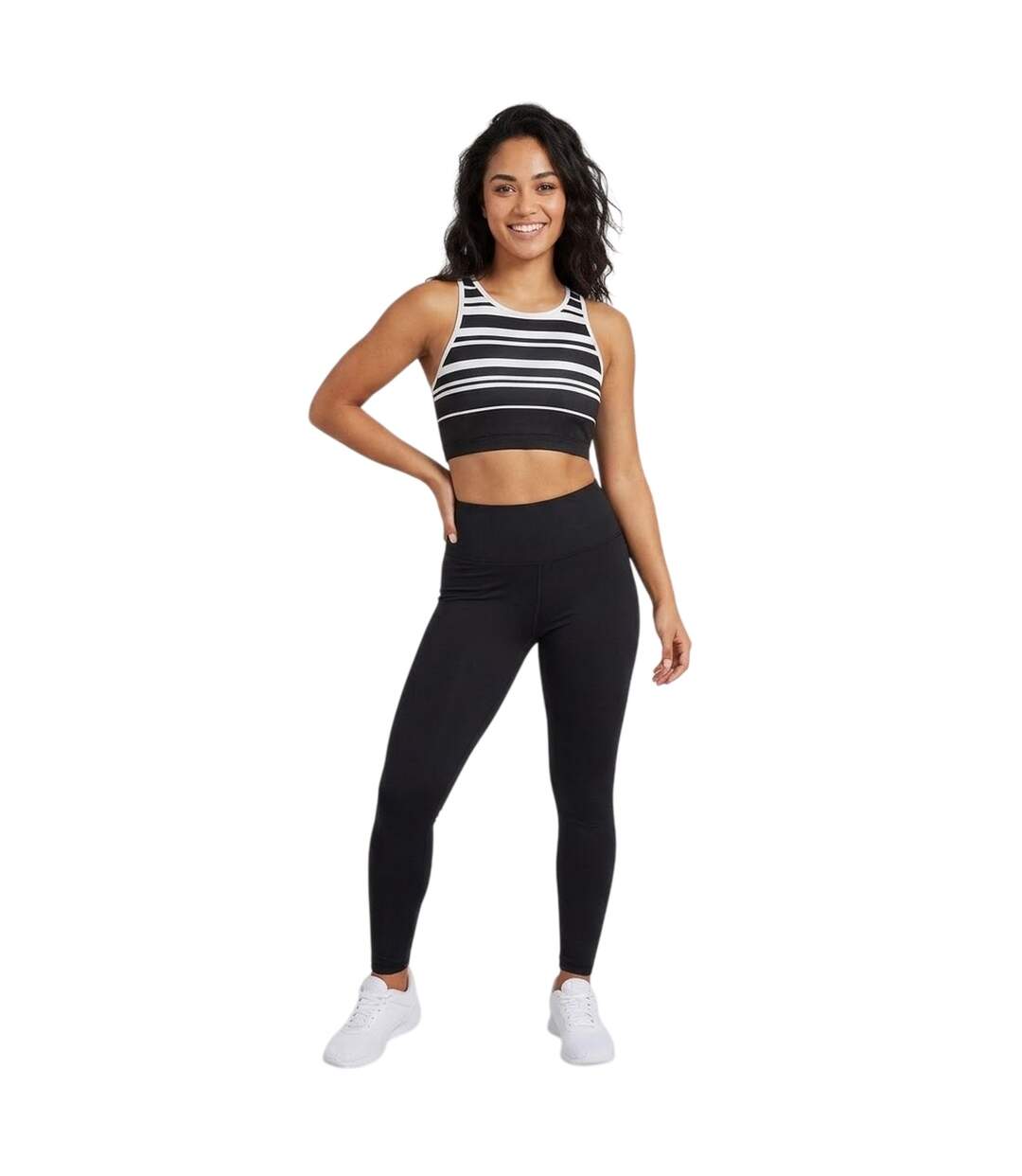 Womens/ladies Stripe Crop Top Black Zoggs-4