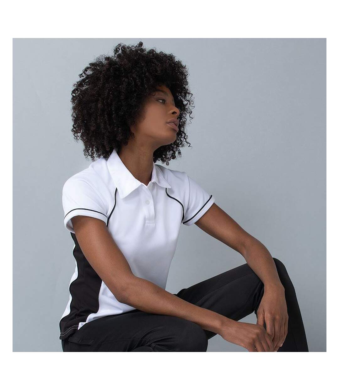 Polo sport femme blanc/noir Finden & Hales-2