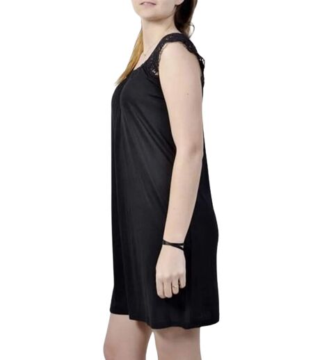 Robe Noire élégante en Dentelle Sans Manches - Longueur Genoux pour un Look Chic Printanier et Estival