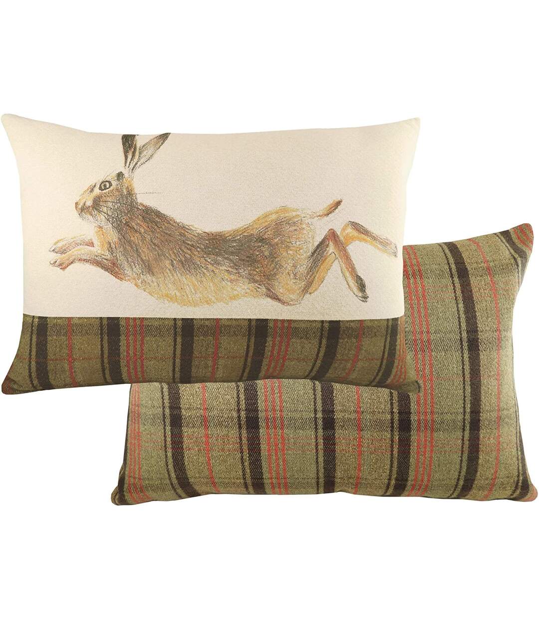 Hunter jumping hare cushion cover one size green/brown/red Evans Lichfield