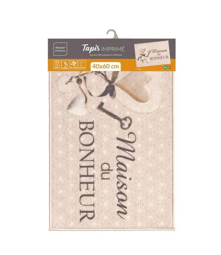 Tapis d'Entrée Imprimé Happiness 40x60cm Beige