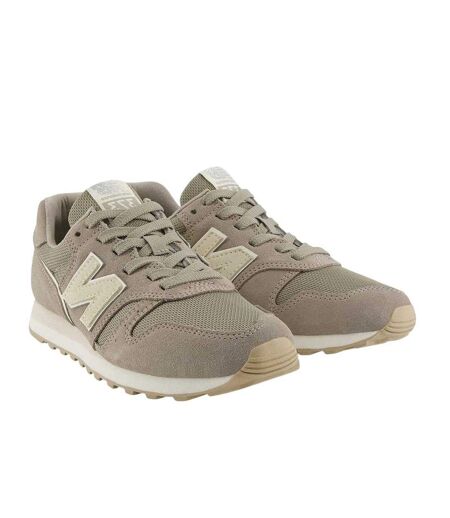 Womens/ladies 373 Suede Cushioned Trainers Beige Off White New Balance