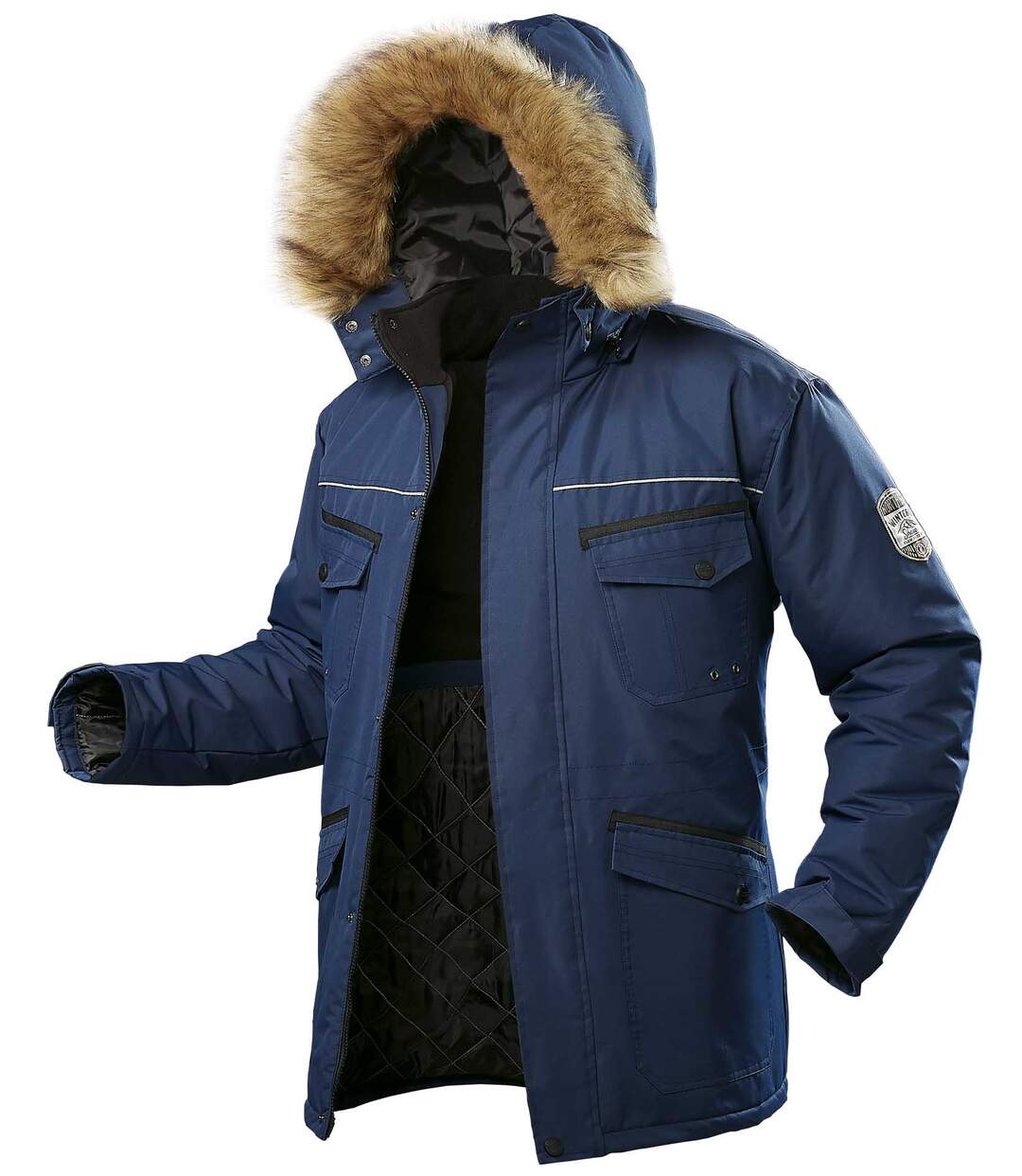 Nagy teljesítményű parka műszőrme kapucnival-1