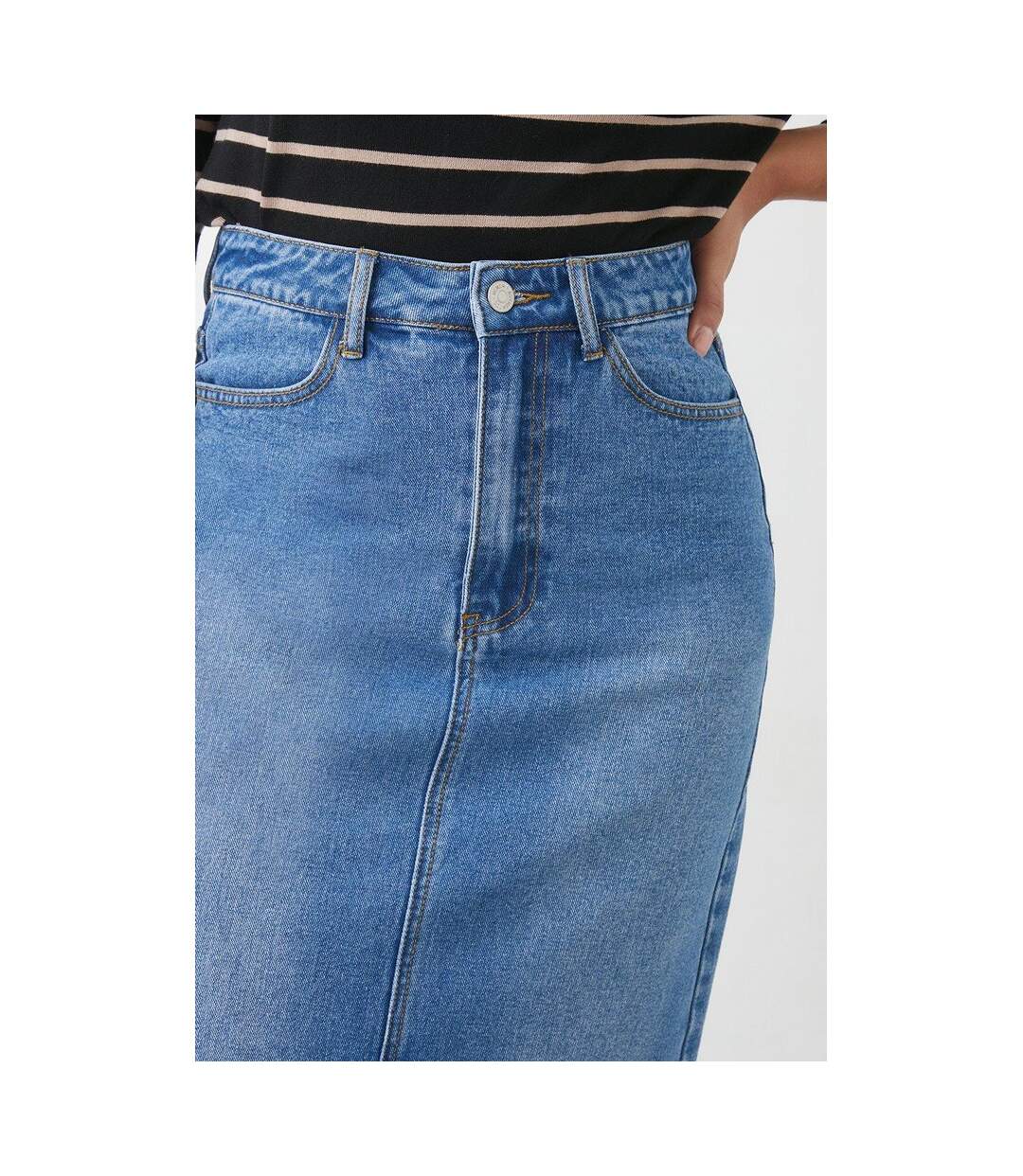 Womens/ladies denim midi skirt mid wash Dorothy Perkins-3