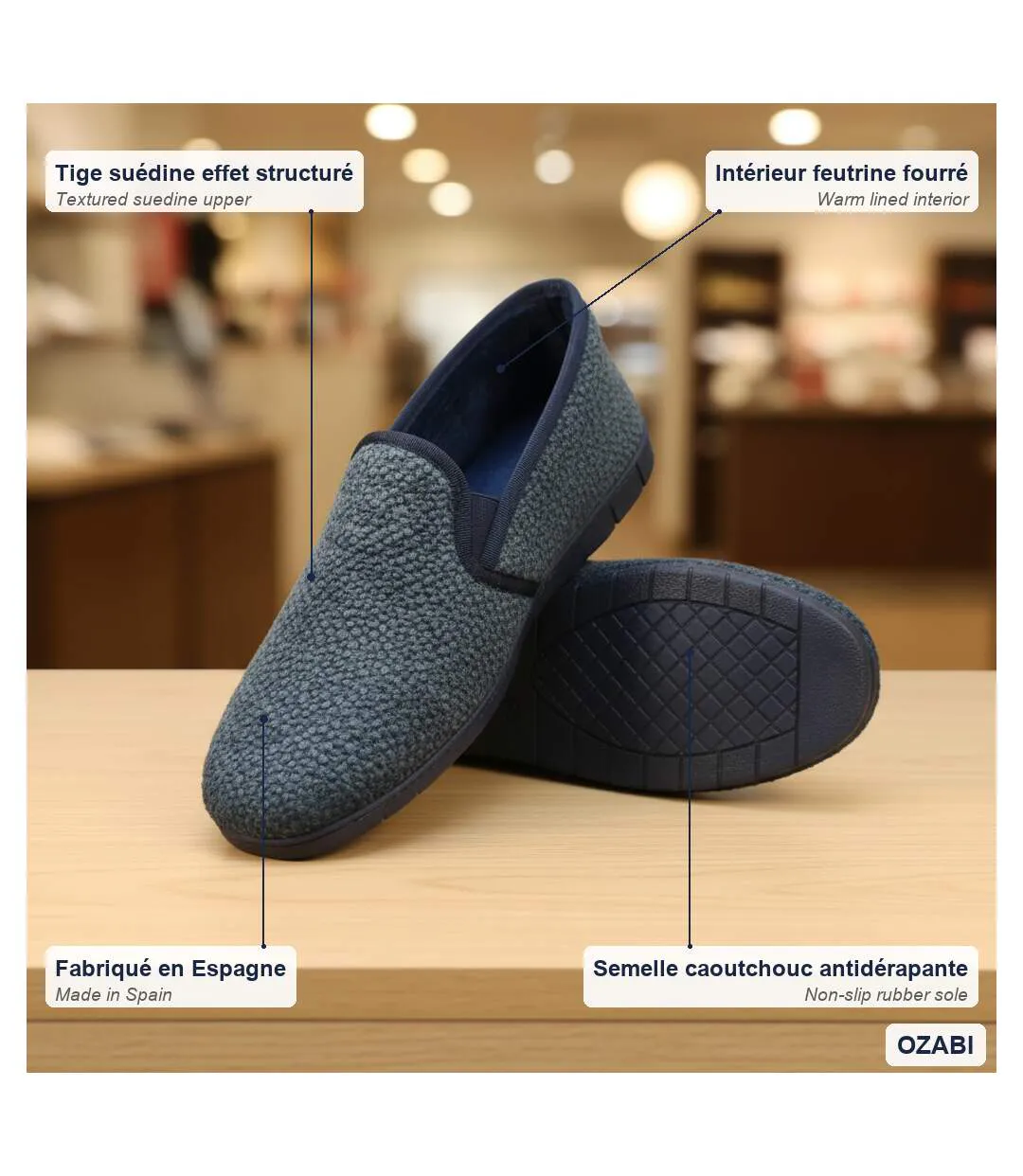 OZABI Pantoufles Charentaises Homme Fabriquées en Espagne, Effet Structuré-5