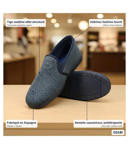 OZABI Pantoufles Charentaises Homme Fabriquées en Espagne, Effet Structuré