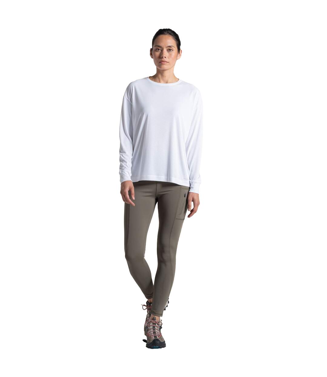 T-shirt Manches Longues Motif/style Quadrillage Femme Blanc Craghoppers-4
