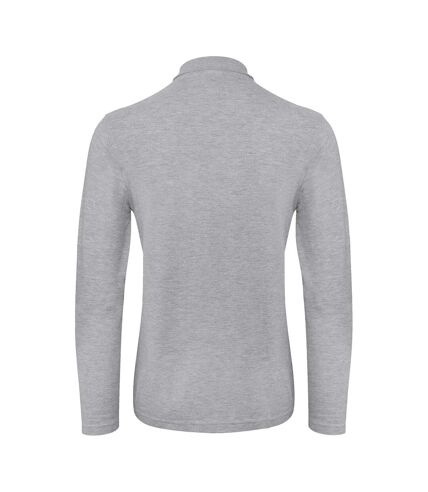 Collection mens long sleeve polo shirt heather gray B&C