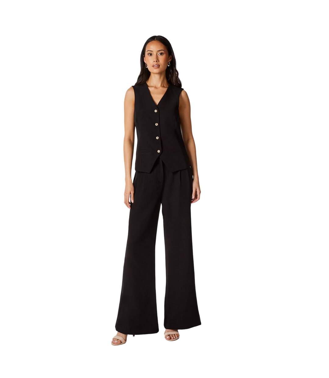 Womens/ladies high waist wide leg trousers black Principles