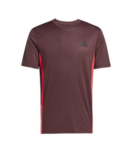 Mens Colour Block Regular Training T-shirt Ruby Red Adidas