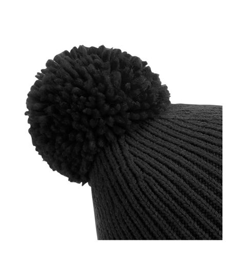 Beechfield Unisex Engineered Knit Ribbed Pom Pom Beanie (Black)