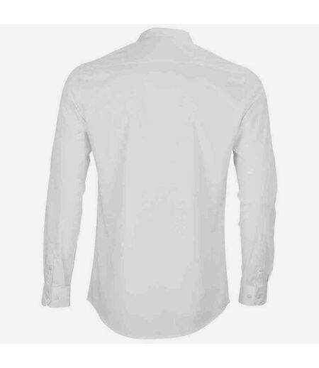 Mens poplin bart mao collar long-sleeved formal shirt optic white NEOBLU