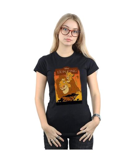 Disney T-shirt en coton Femmes/Ladies Le Roi Lion Simba et Mufasa (Noir) - UTBI25006