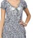 Blouse femme sans manche motif imprimé sur fond gris col en V-5