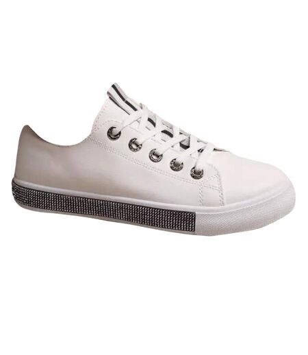 Womens/ladies splendor crystal trim sneakers white Where´s That From