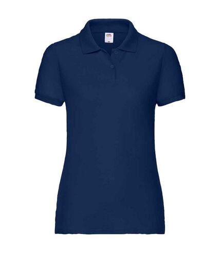 Womens/ladies lady fit piqué polo shirt navy Fruit of the Loom