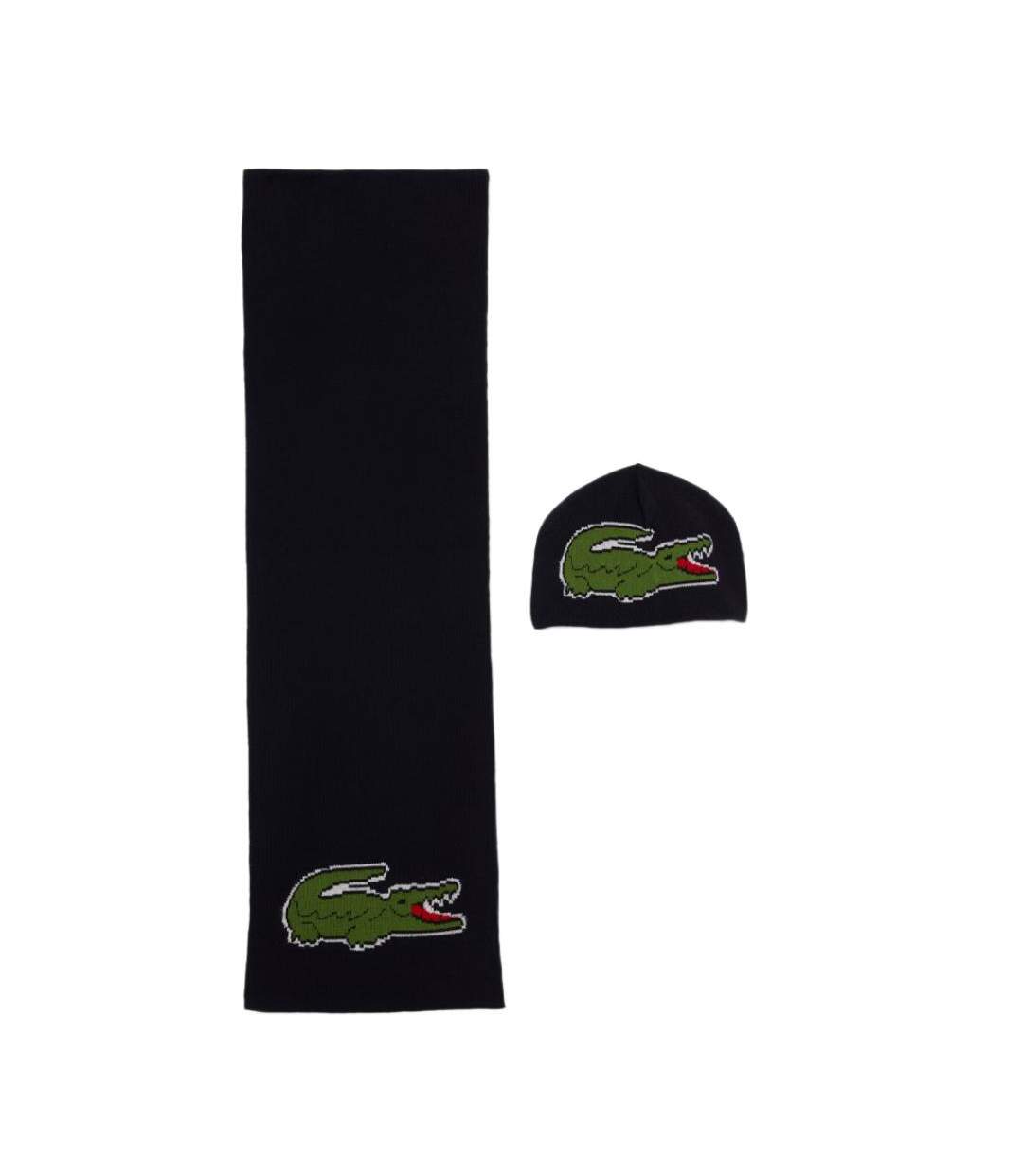 Coffret cadeau bonnet et écharpe en crocodile unisexe marine lacoste rb1515 - taille unique-1