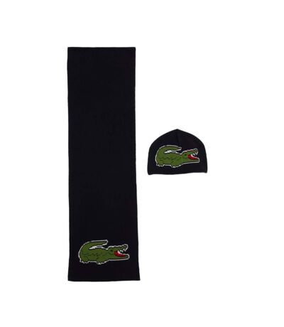 Coffret cadeau bonnet et écharpe en crocodile unisexe marine lacoste rb1515 - taille unique