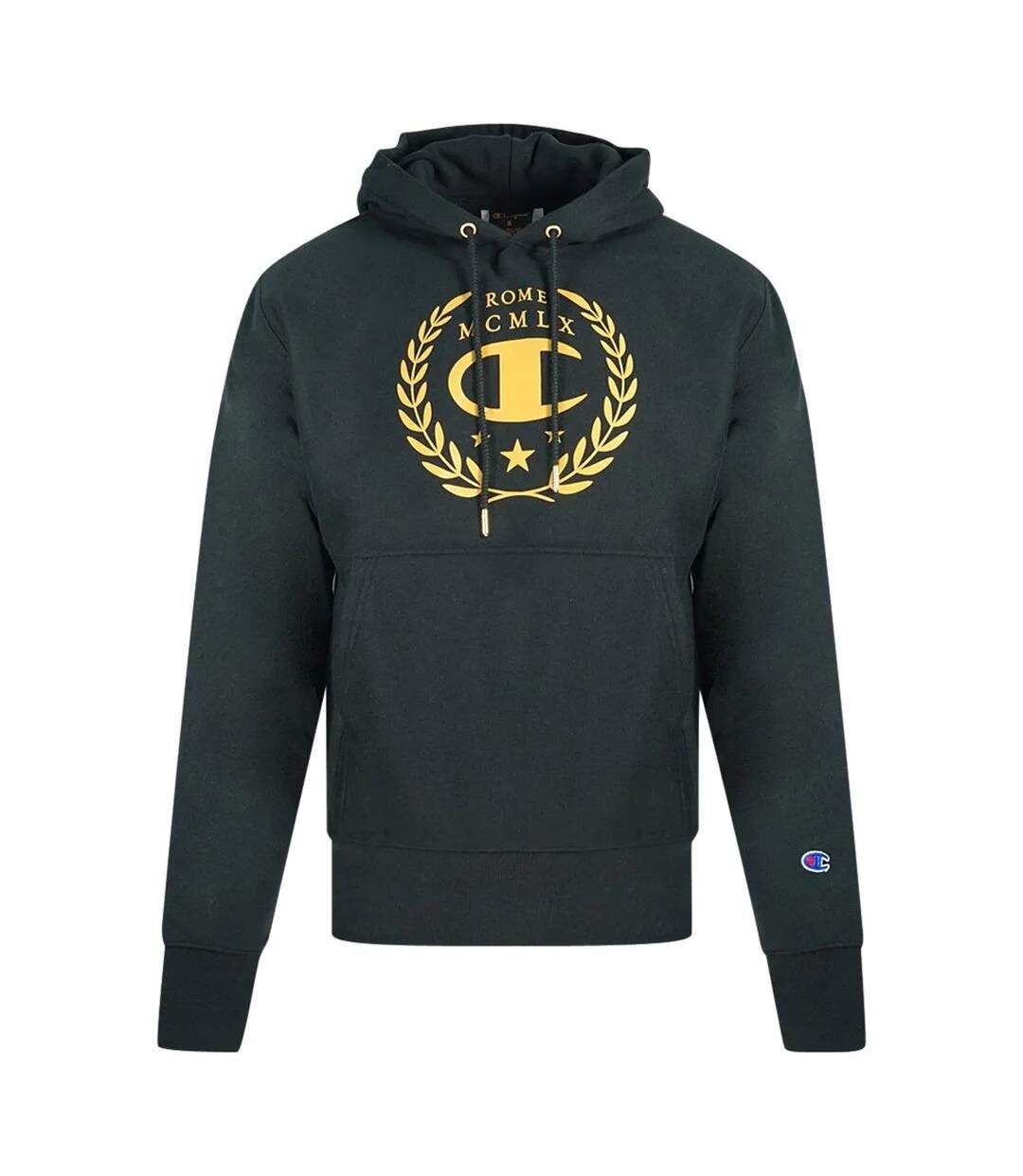 Mens Rome Logo Hoodie Black Champion-1