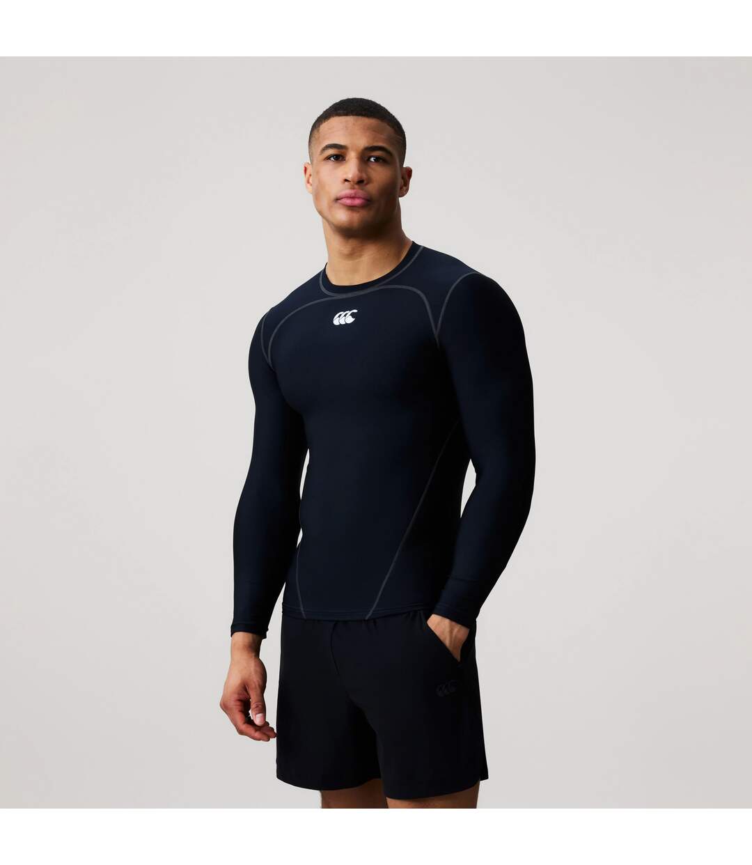 Mens Long-sleeved Base Layer Top Black White Canterbury-4