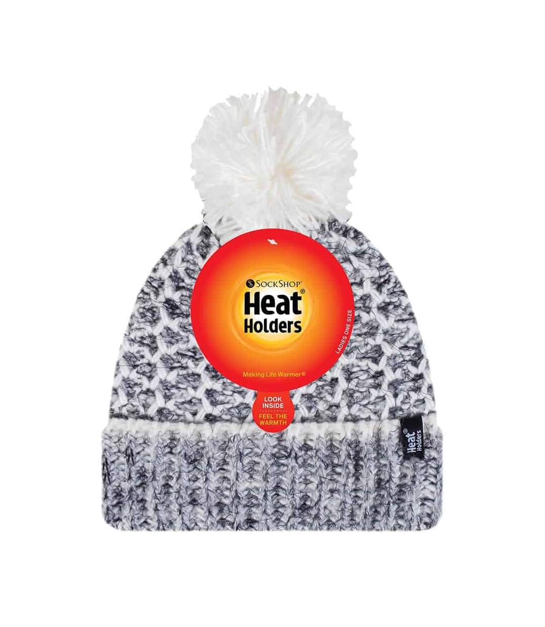 Ladies Fleece Lined Cuffed Winter Hat with Pom Pom-2