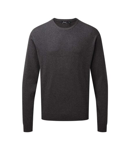 Premier Adults Unisex Cotton Rich Crew Neck Sweater (Charcoal)