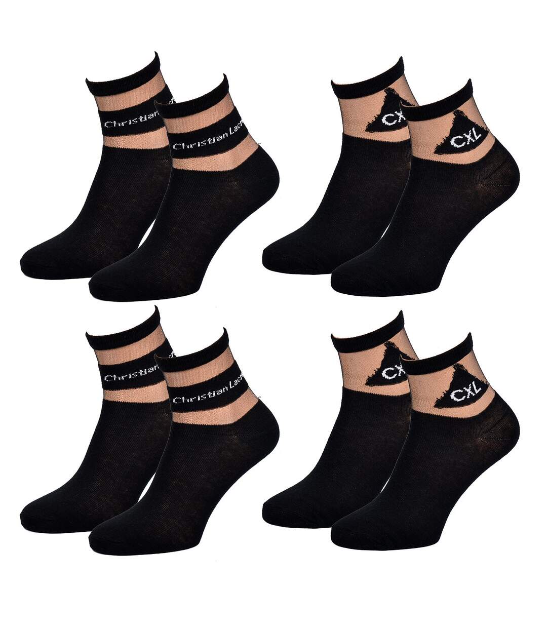 Chaussettes femme CHRISTIAN LACROIX Qualité et Confort-Assortiment modèles photos selon arrivages- Pack de 4 Paires CXL Maille Crystal-1