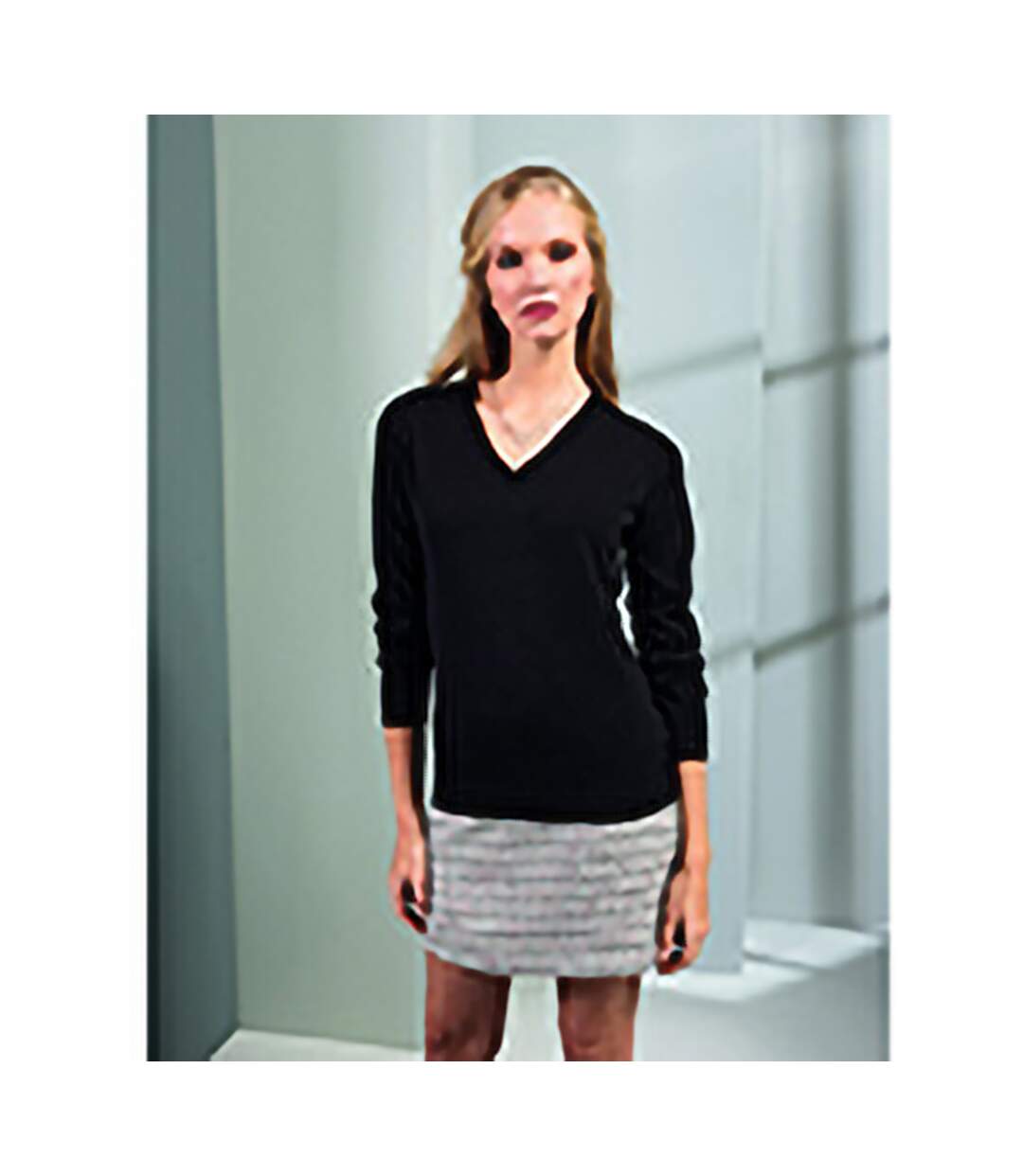 Premier Womens/Ladies V-Neck Knitted Sweater / Top (Black) - UTRW1132-3