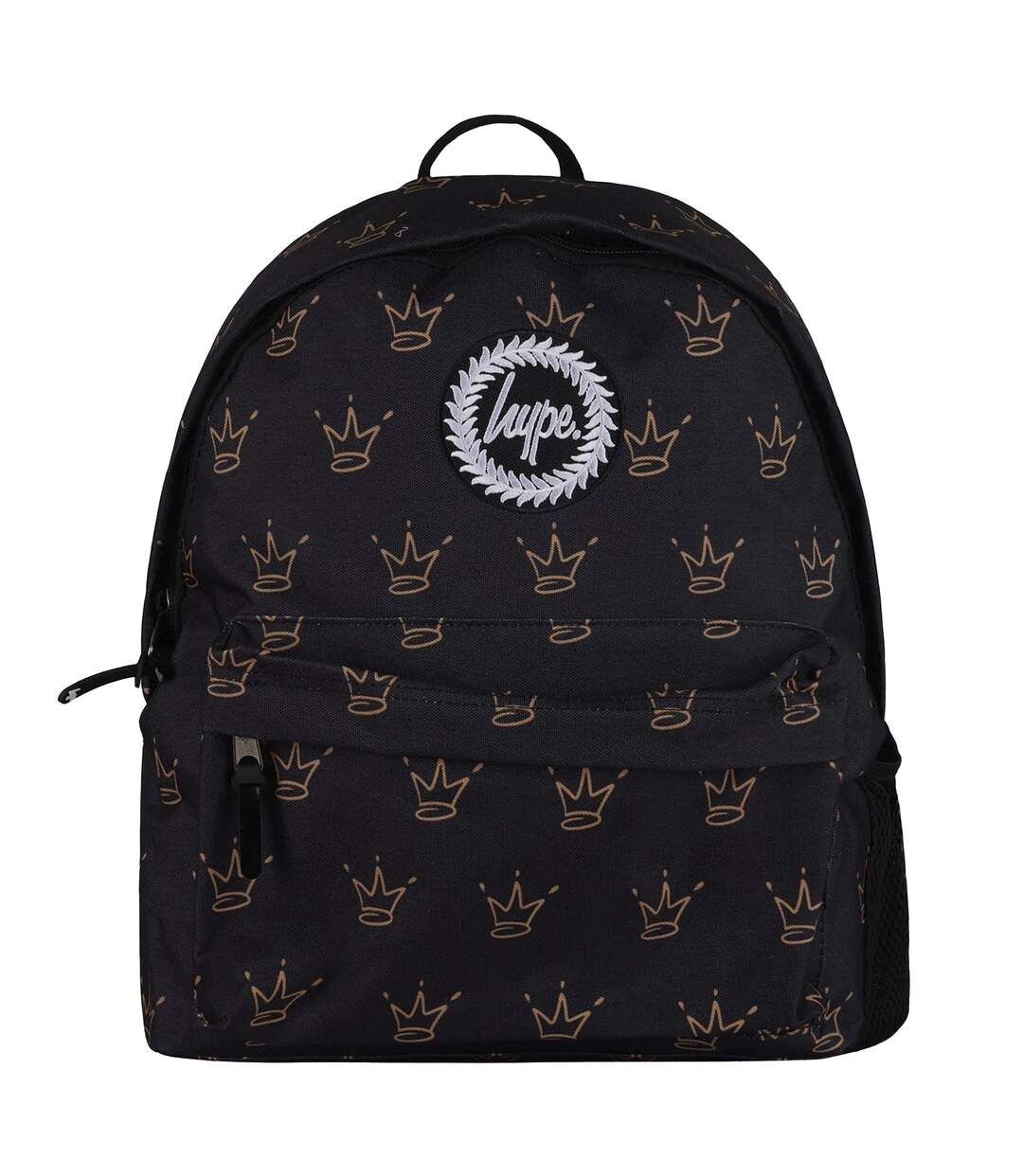 Unisex Black King Crown Pattern Backpack with Padded Straps | School Travel Bag-1