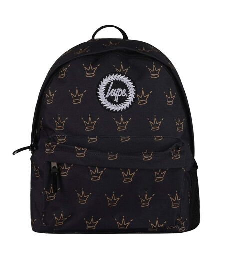Unisex Black King Crown Pattern Backpack with Padded Straps | School Travel Bag
