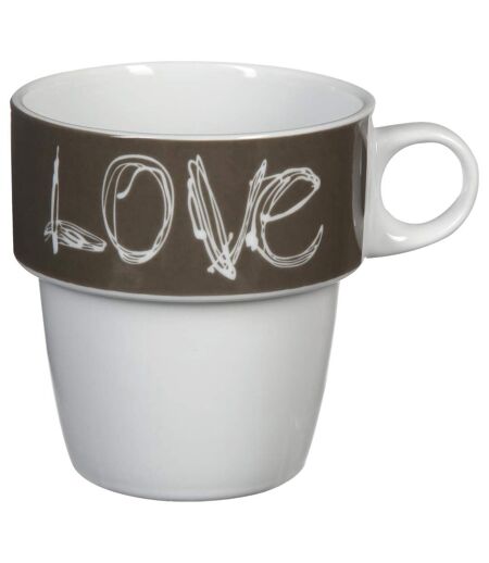 Lot de 6 Mugs Avec Rack  Love 26cl Beige