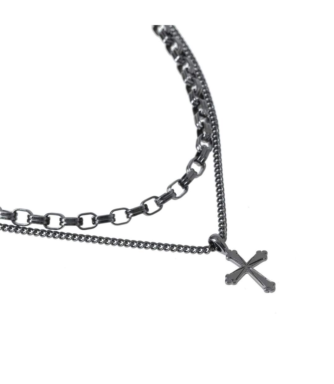 Layered Necklace One Size Black Fabric-2