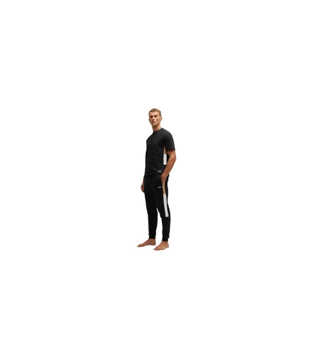 Mens Colour Block Regular T-shirt Black Boss-1
