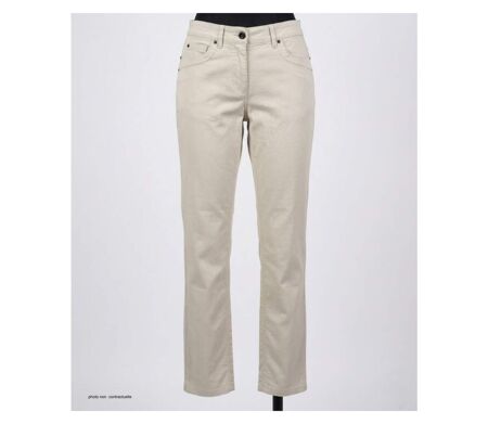 MAYFLOWER VICTORIA1 - Pantalon Femme Beige Stretch : élégance naturelle et confort absolu